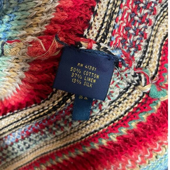 Polo Ralph Lauren Southwestern Open Cardigan Knit Sweater XS Aztec Linen Silk - Picture 10 of 10